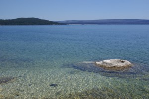 A geyser at the edge of Yellowstone Lake in the West Thumb area.  Even the lake is geothermally active.