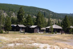 The cabins at the Old Faithful Lodge.  I stayed in one of these 50 years ago.