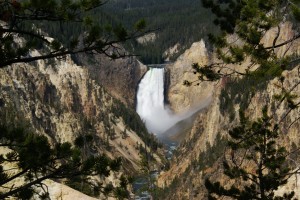 The Lower Falls of the Yellowstone River from Artist Point on the south/east side of Yellowstone Canyon.