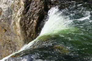 The brink of the Lower Falls of the Yellowstone River.