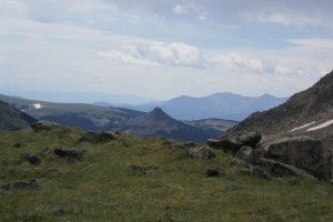 Above the tree line on the Beartooth Highway.  Lots of small glaciers up here.