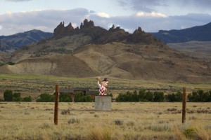 Big Boy “Monument” on US-14/16/20 west of the Buffalo Bill Reservoir.