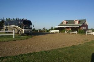 Our coach in the parking lot of the main building and tasting room.