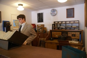 The lobby features an old time ticket office diorama.