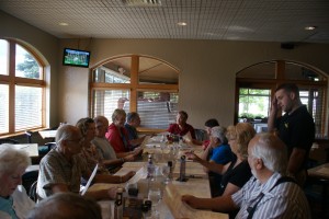 The 13 early arrivals at dinner.