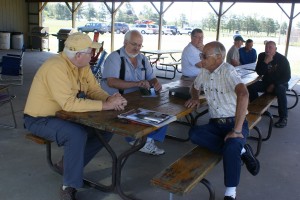 Late morning conversations in the pavilion.