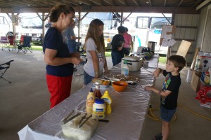 Prepping the buffet line.  There were a few young folks at the rally, although not as many as in past years.