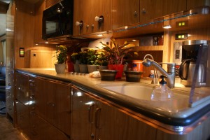 The H3-45 galley features high levels of craftsmanship and style.