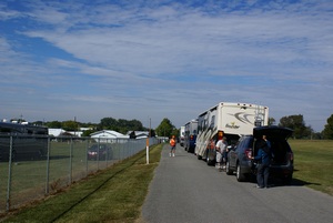 The staging area where towed vehicles get unhooked.