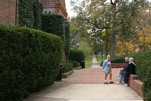 Linda, Ron, and Marilyn in front of the Robert E. Lee Memorial Chapel, WLU, Lexington, VA.