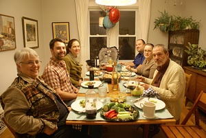 The holiday meal (Linda is taking the photo).