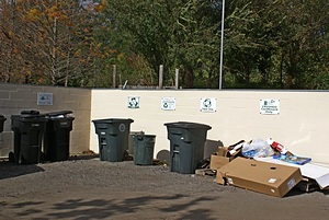 The recycling area.