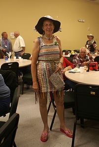 This dress was entirely covered with pull tabs from cans.