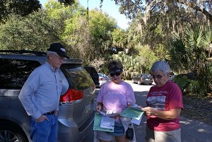 L-to-R: Steve, Karen, and Linda study the maps and park info.