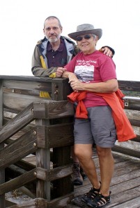 Us on the boardwalk at North Beach, Little Talbot Island SP (FL).