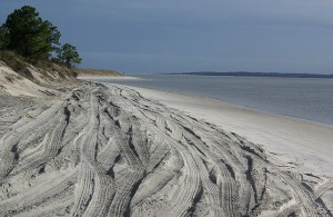 The beach at Amelia Island SP by the George Crady Fishing Bridge SP (FL).  (4x4 vehicles permitted.)