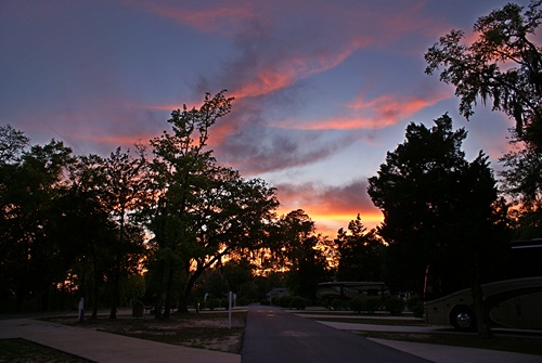 Sunset at Live Oak Landing. (This photo has more image manipulation than normal.)