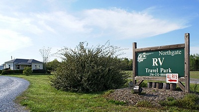 Entrance to Northgate RV Travel Park in Athens, AL.