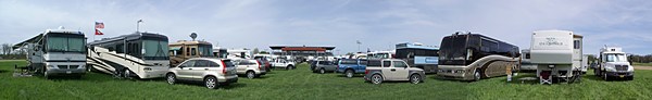 Panorama of EC4HFG horse track infield parking area.