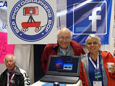 Lou Petkus, head Escapade photographer, at the SKP Photographers BOF "row" table with Linda. My friend Kate designed the logo.