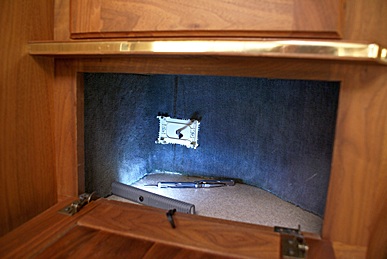 Bread cubby with AC outlet base plate.