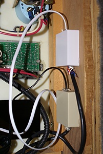 Junction boxes for the ME-ARC remote (bottom) and the PI-EMS-50 (top)in the house systems panel.