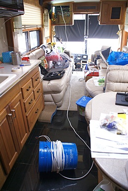 Working on the bus and living in the bus are often not compatible.