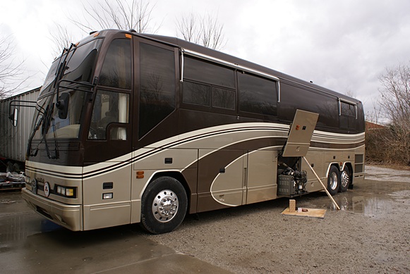 The motorcoach at Martin Diesel in Defiance, Ohio.