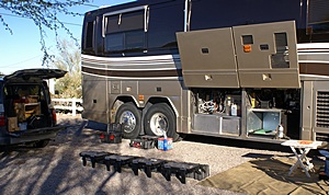 The Aqua-Hot bay with tools positioned to work.