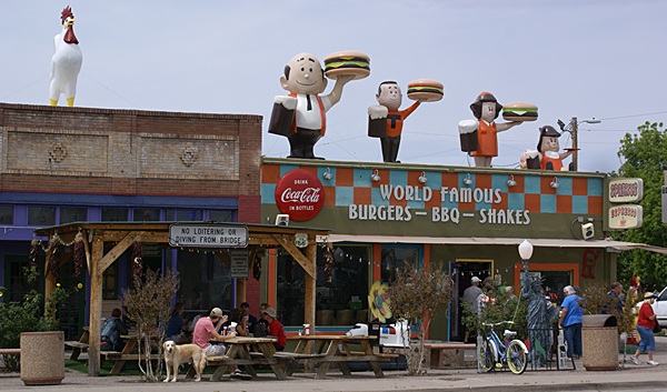 Sparky's restaurant in Hatch, New Mexico. Funky facade and great food.