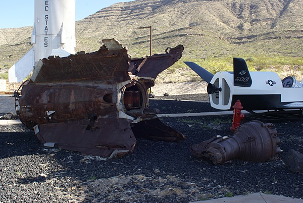 The remains of a WWII German V2 rocket that was test-fired at White Sands Proving Grounds just after the war ended.