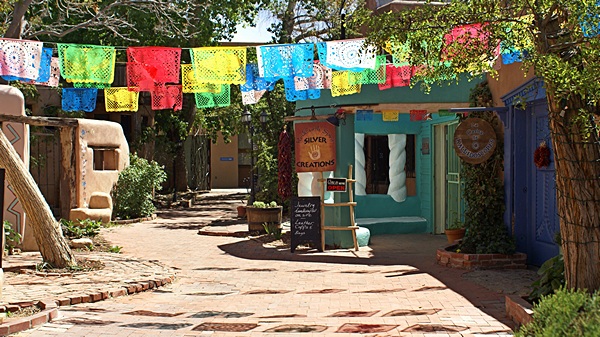 One of the many little seculded plazas in Old Town Albuquerque, NM.