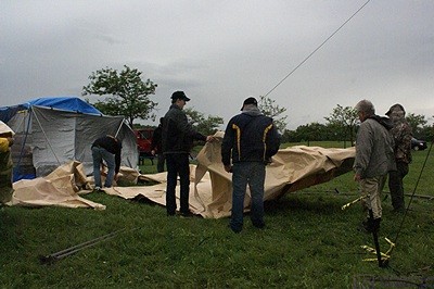 The winds really howled out of the north driving the rain before them. This shelter (from Costco) did not survive along with another tent and a screen room.
