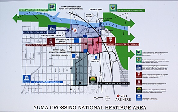 Map of the Yuma, AZ downtown / historic area.